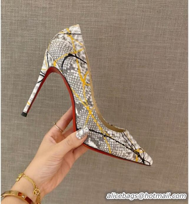 Good Product Christian Louboutin Snakeskin Embossed Leather 8.5cm Pumps 030814 Grey