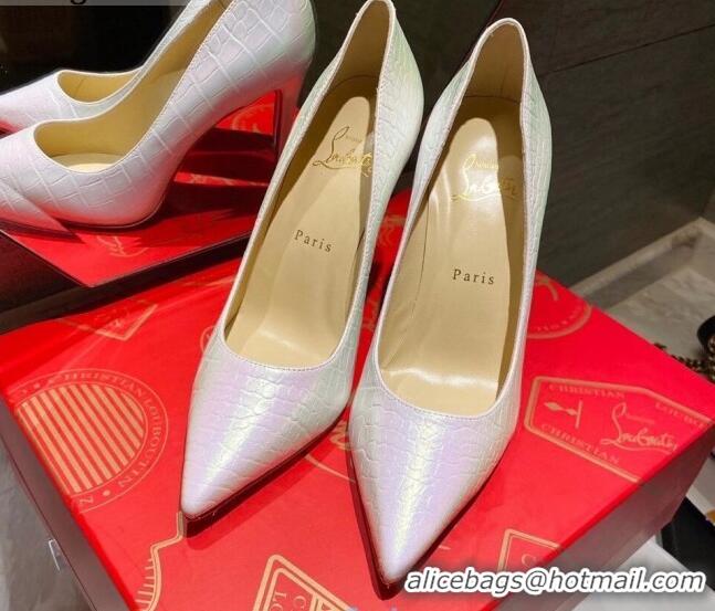 Perfect Christian Louboutin Snakeskin Embossed Leather 8.5cm Pumps 030814 Light Purple 