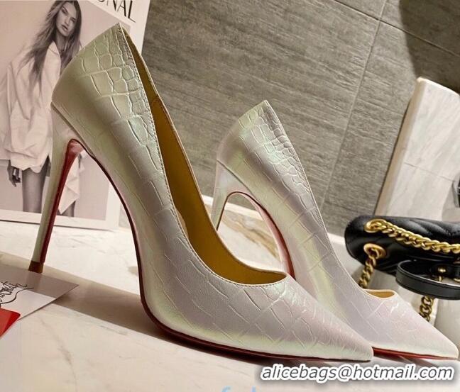 Perfect Christian Louboutin Snakeskin Embossed Leather 8.5cm Pumps 030814 Light Purple 