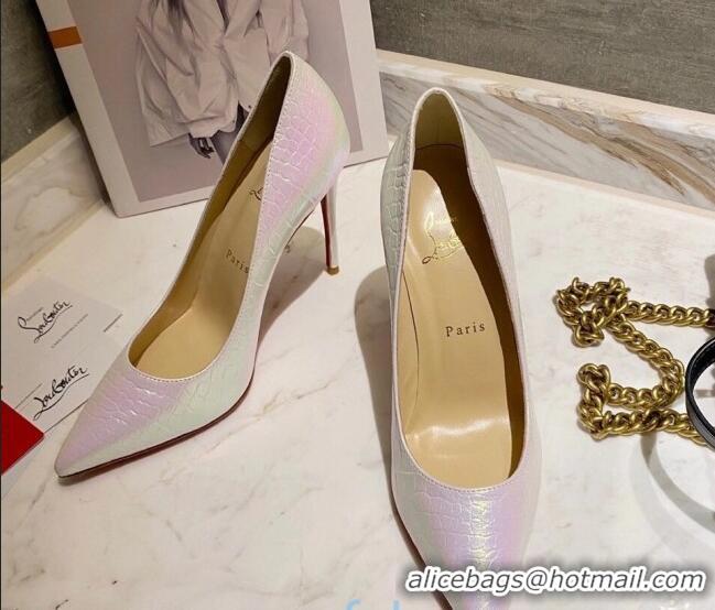 Perfect Christian Louboutin Snakeskin Embossed Leather 8.5cm Pumps 030814 Light Purple 