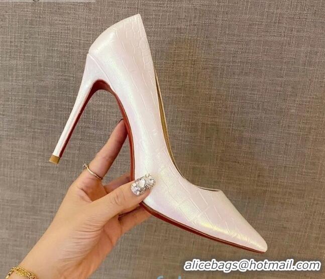 Perfect Christian Louboutin Snakeskin Embossed Leather 8.5cm Pumps 030814 Light Purple 