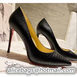 Custom Christian Louboutin Snakeskin Embossed Leather 8.5cm Pumps 030819 Black