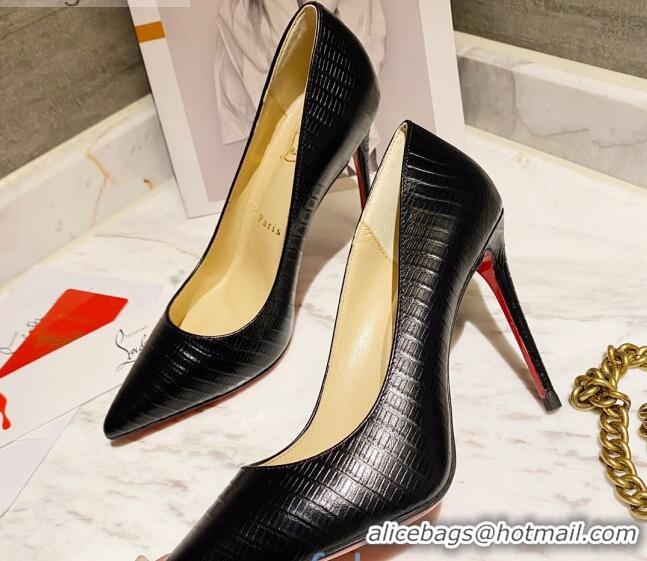 Custom Christian Louboutin Snakeskin Embossed Leather 8.5cm Pumps 030819 Black