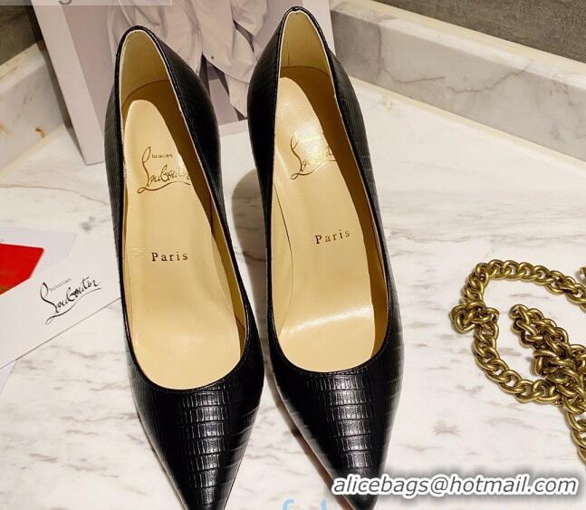 Custom Christian Louboutin Snakeskin Embossed Leather 8.5cm Pumps 030819 Black