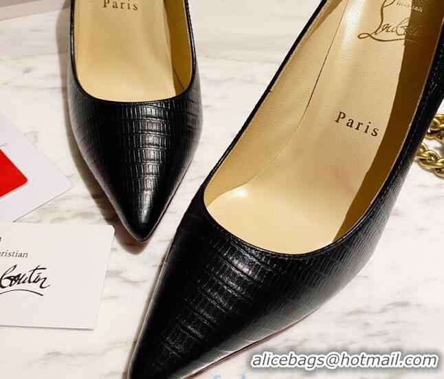 Custom Christian Louboutin Snakeskin Embossed Leather 8.5cm Pumps 030819 Black