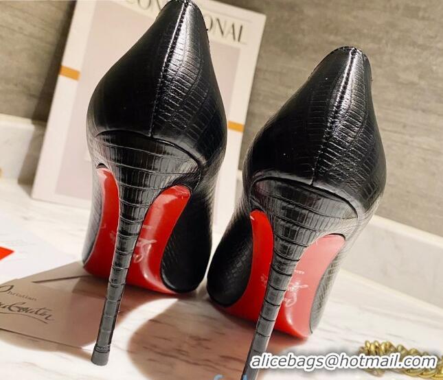 Custom Christian Louboutin Snakeskin Embossed Leather 8.5cm Pumps 030819 Black