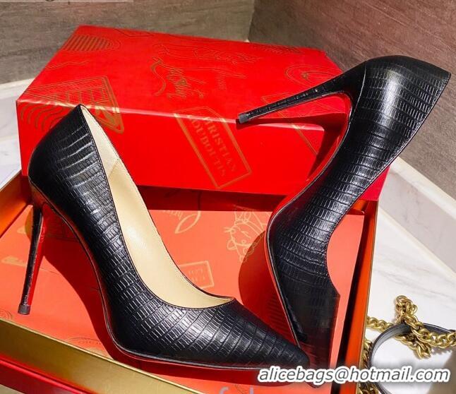 Custom Christian Louboutin Snakeskin Embossed Leather 8.5cm Pumps 030819 Black