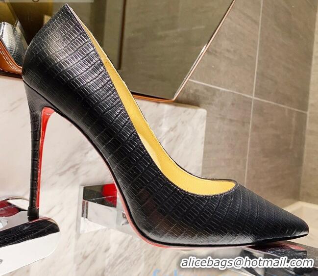 Custom Christian Louboutin Snakeskin Embossed Leather 8.5cm Pumps 030819 Black