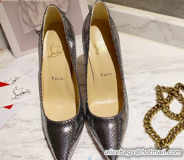 Top Quality Christian Louboutin Metallic Fabric 8.5cm Pumps 030819 Silver