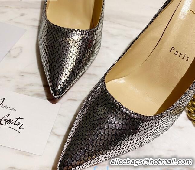 Top Quality Christian Louboutin Metallic Fabric 8.5cm Pumps 030819 Silver