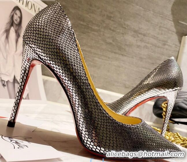 Top Quality Christian Louboutin Metallic Fabric 8.5cm Pumps 030819 Silver