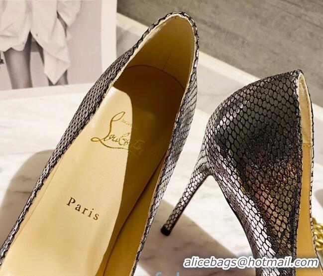 Top Quality Christian Louboutin Metallic Fabric 8.5cm Pumps 030819 Silver