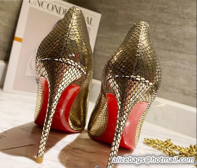 Best Luxury Christian Louboutin Metallic Fabric 8.5cm Pumps 030819 Gold