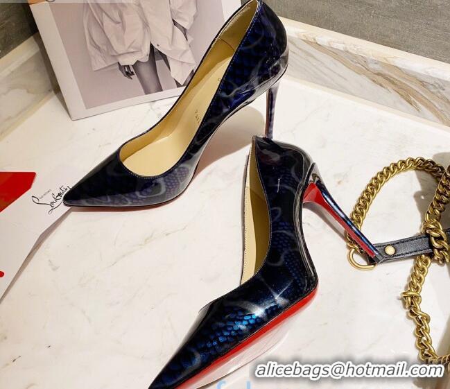 Good Quality Christian Louboutin Print 8.5cm Pumps 030819 Blue