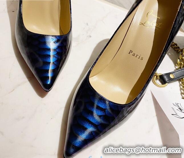 Good Quality Christian Louboutin Print 8.5cm Pumps 030819 Blue