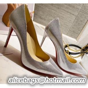 Low Cost Christian Louboutin Lizard Embossed 8.5cm Pumps 030819 Silver