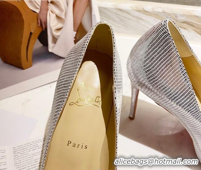 Low Cost Christian Louboutin Lizard Embossed 8.5cm Pumps 030819 Silver