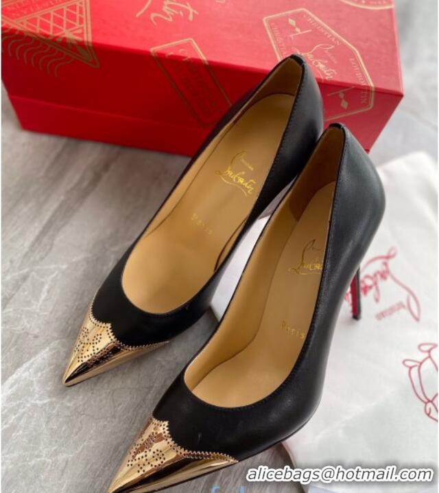 Low Price Christian Louboutin Shiny Calfskin 8.5cm Pumps 030819 Black/Gold