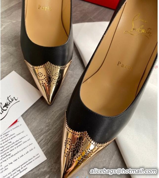 Low Price Christian Louboutin Shiny Calfskin 8.5cm Pumps 030819 Black/Gold