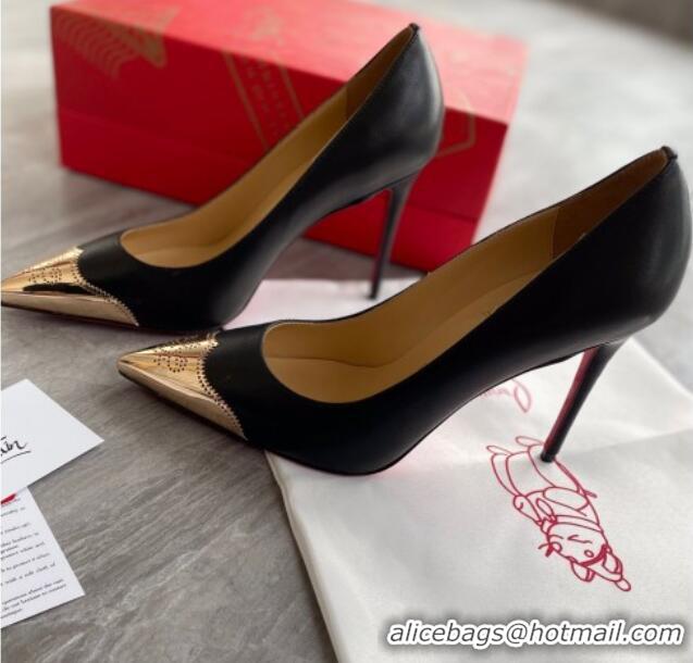 Low Price Christian Louboutin Shiny Calfskin 8.5cm Pumps 030819 Black/Gold