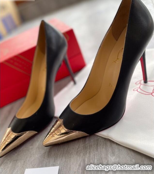 Low Price Christian Louboutin Shiny Calfskin 8.5cm Pumps 030819 Black/Gold