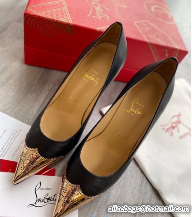 Low Price Christian Louboutin Shiny Calfskin 8.5cm Pumps 030819 Black/Gold