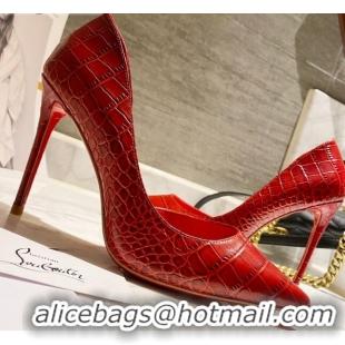 Unique Grade Christian Louboutin Stone Embossed Calfskin 8.5cm Pumps 030819 Red