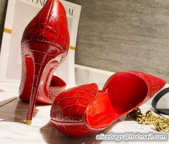 Unique Grade Christian Louboutin Stone Embossed Calfskin 8.5cm Pumps 030819 Red