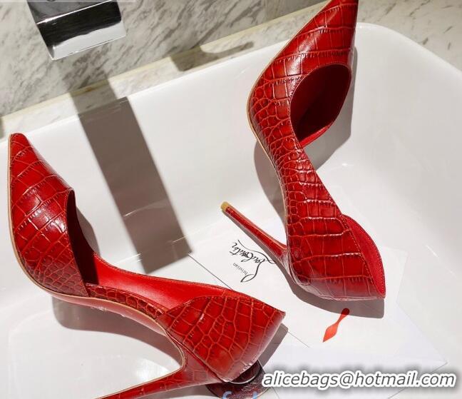 Unique Grade Christian Louboutin Stone Embossed Calfskin 8.5cm Pumps 030819 Red