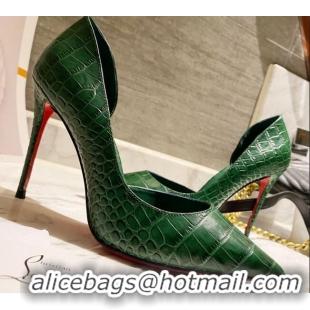 Best Price Christian Louboutin Stone Embossed Calfskin 8.5cm Pumps 030819 Green