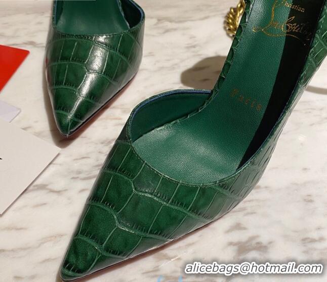 Best Price Christian Louboutin Stone Embossed Calfskin 8.5cm Pumps 030819 Green