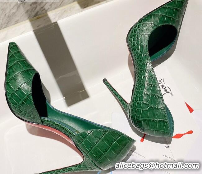 Best Price Christian Louboutin Stone Embossed Calfskin 8.5cm Pumps 030819 Green