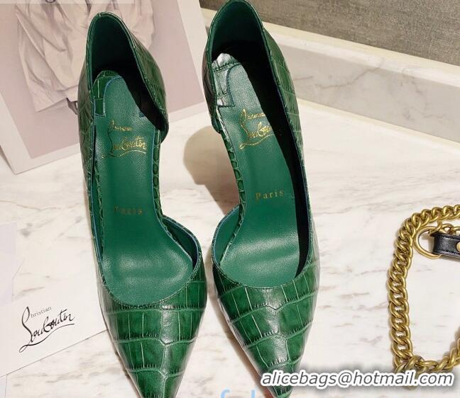 Best Price Christian Louboutin Stone Embossed Calfskin 8.5cm Pumps 030819 Green