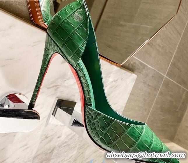 Best Price Christian Louboutin Stone Embossed Calfskin 8.5cm Pumps 030819 Green