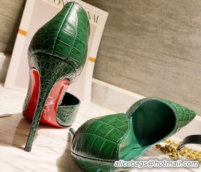 Best Price Christian Louboutin Stone Embossed Calfskin 8.5cm Pumps 030819 Green