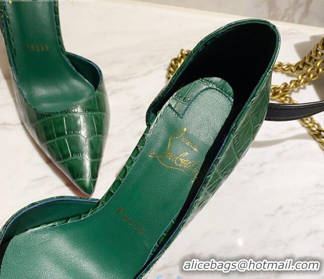 Best Price Christian Louboutin Stone Embossed Calfskin 8.5cm Pumps 030819 Green