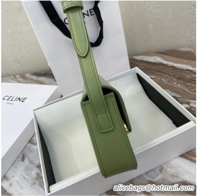 Top Design Celine TRIOMPHE SHOULDER BAG IN NATURAL CALFSKIN 194143 green