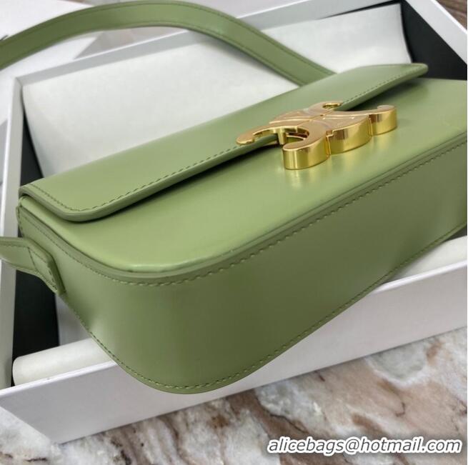 Top Design Celine TRIOMPHE SHOULDER BAG IN NATURAL CALFSKIN 194143 green