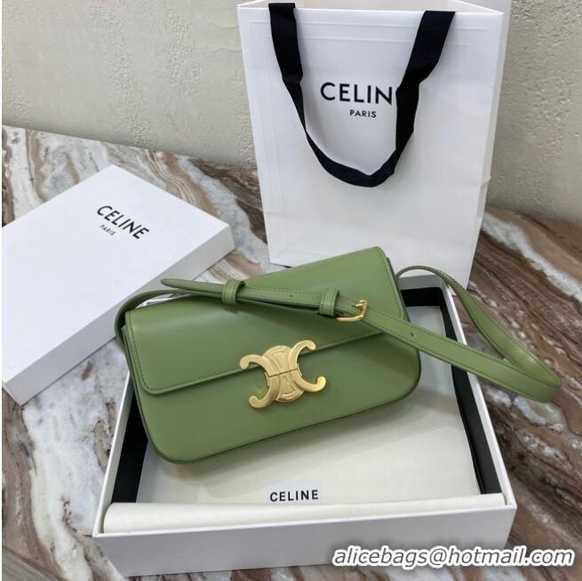 Top Design Celine TRIOMPHE SHOULDER BAG IN NATURAL CALFSKIN 194143 green