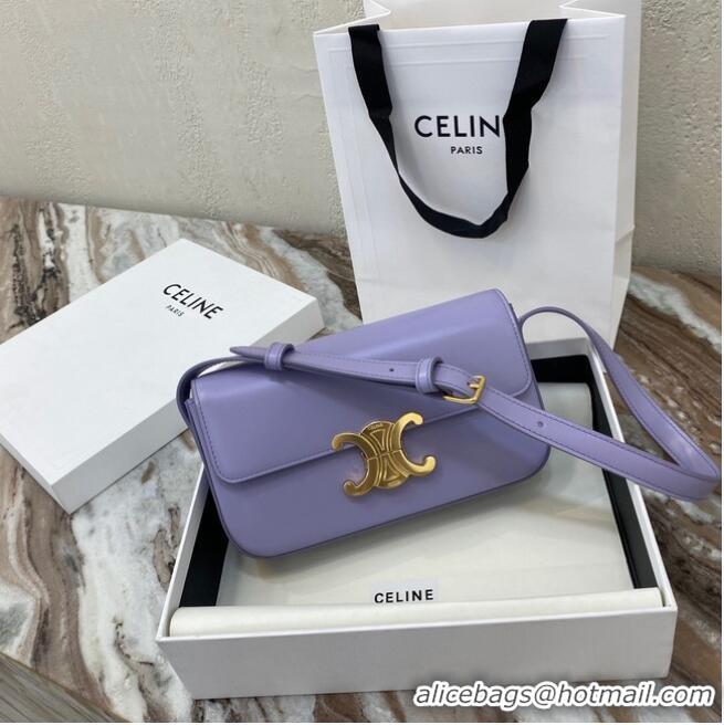 Pretty Style Celine TRIOMPHE SHOULDER BAG IN NATURAL CALFSKIN 194143 purple