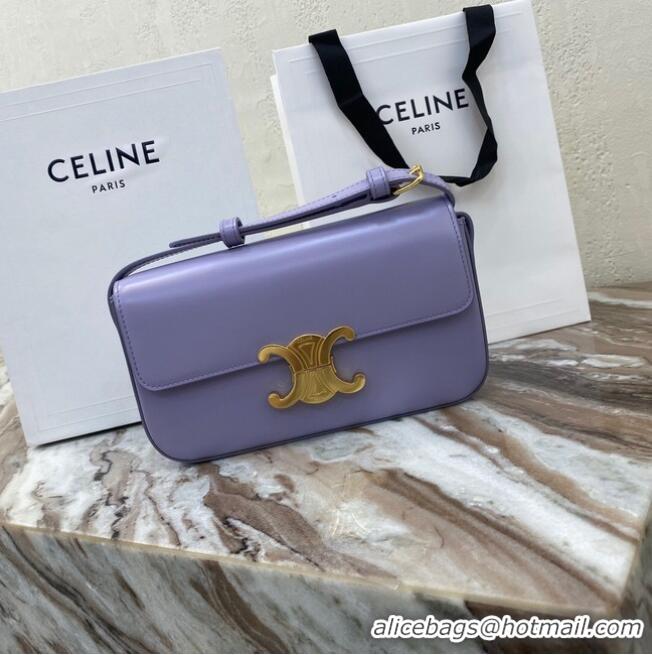 Pretty Style Celine TRIOMPHE SHOULDER BAG IN NATURAL CALFSKIN 194143 purple