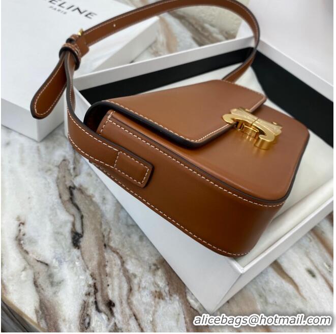 Best Price Celine TRIOMPHE SHOULDER BAG IN NATURAL CALFSKIN 194143 TAN