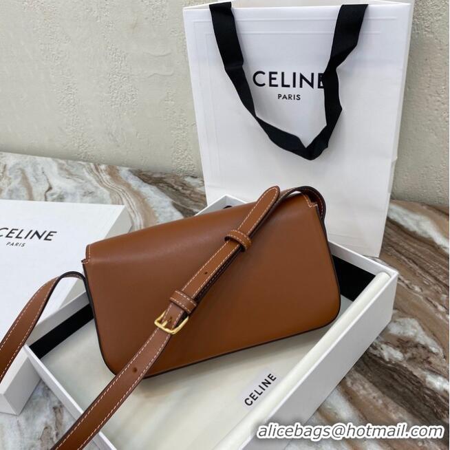 Best Price Celine TRIOMPHE SHOULDER BAG IN NATURAL CALFSKIN 194143 TAN