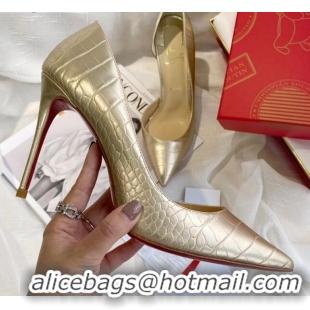 Most Popular Christian Louboutin Stone Embossed Calfskin 8.5cm Pumps 030819 Gold