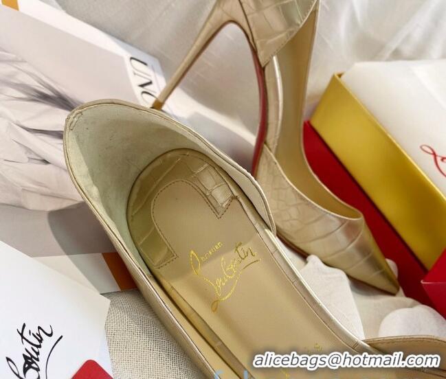 Most Popular Christian Louboutin Stone Embossed Calfskin 8.5cm Pumps 030819 Gold