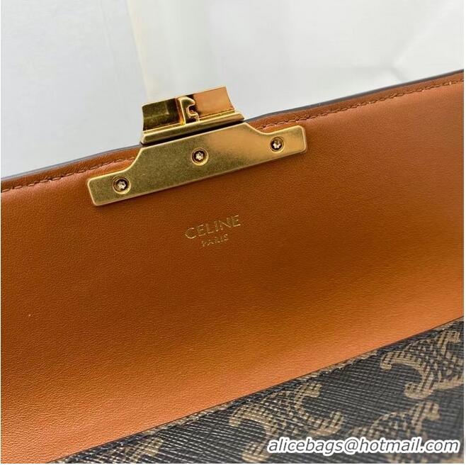 Cheapest Celine TRIOMPHE SHOULDER BAG IN TRIOMPHE CANVAS AND CALFKSIN 194142 TAN