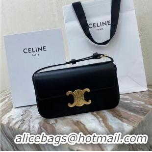 Discount Celine TRIOMPHE SHOULDER BAG IN NATURAL CALFSKIN 194143 black