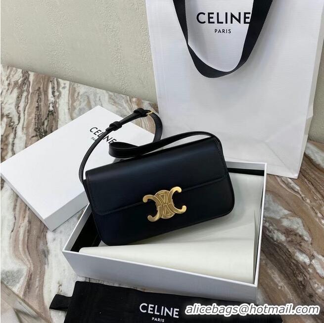 Discount Celine TRIOMPHE SHOULDER BAG IN NATURAL CALFSKIN 194143 black