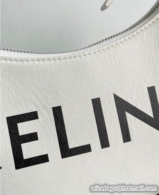 Top Grade Celine AVA BAG IN TRIOMPHE CANVAS AND CALFSKIN 193952 WHITE