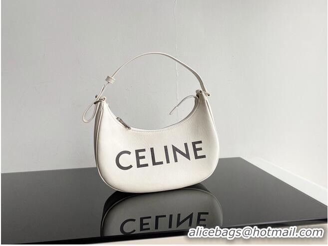 Top Grade Celine AVA BAG IN TRIOMPHE CANVAS AND CALFSKIN 193952 WHITE